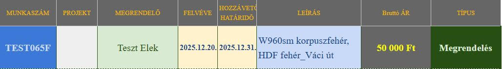 Minta megrendelő táblázat